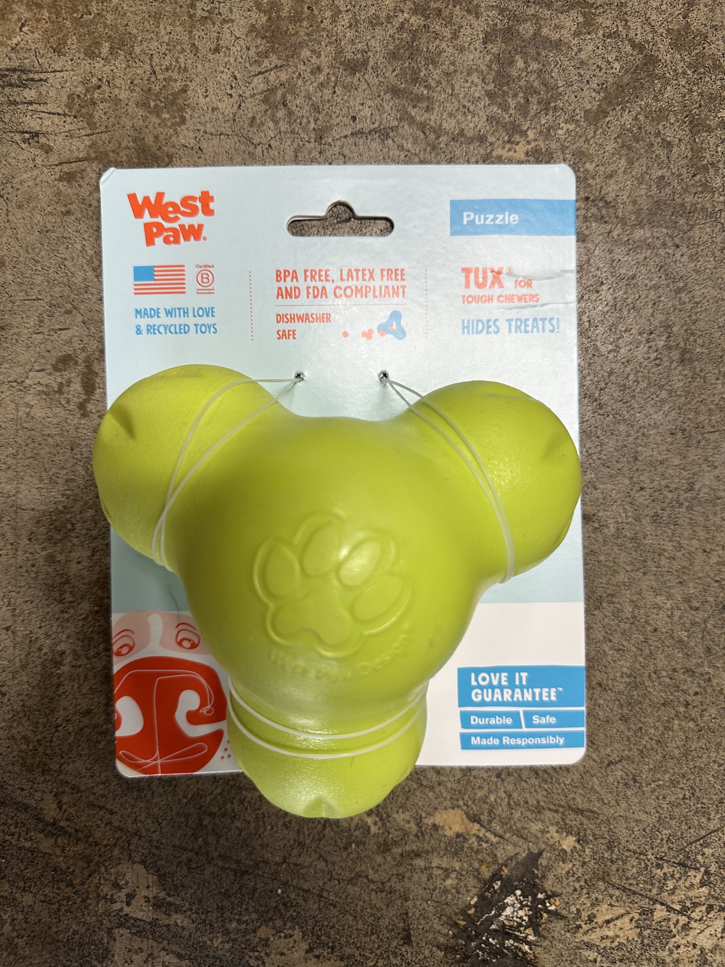 West Paw Dog Toy, Tux, Granny Smith, Large