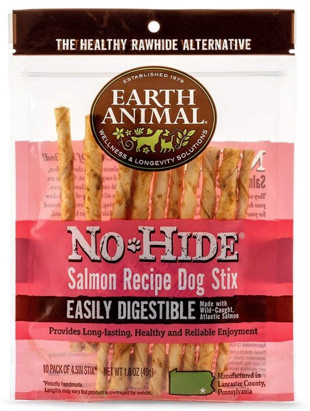 Earth Animal No Hide Stix, Salmon, Dog or Cat Treat, 10ct