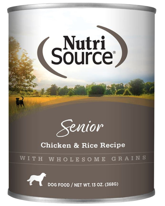 NutriSource Senior Dog Food, Chicken and Rice, 13 oz can