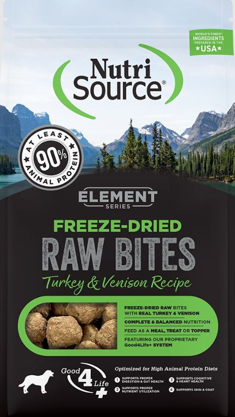 NutriSource Element Freeze Dried Raw Bites Dog Treat, Turkey/Venison , 2.5 oz