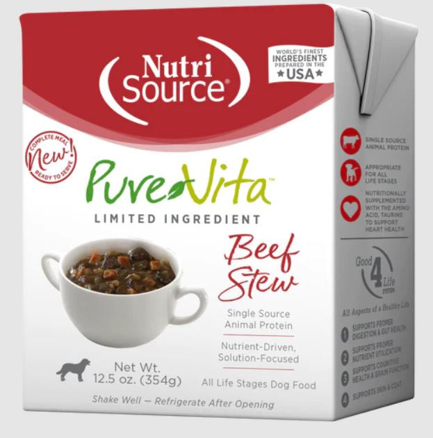 Nutri Source PureVita Beef Stew ; Dog Food ; 12.5 oz