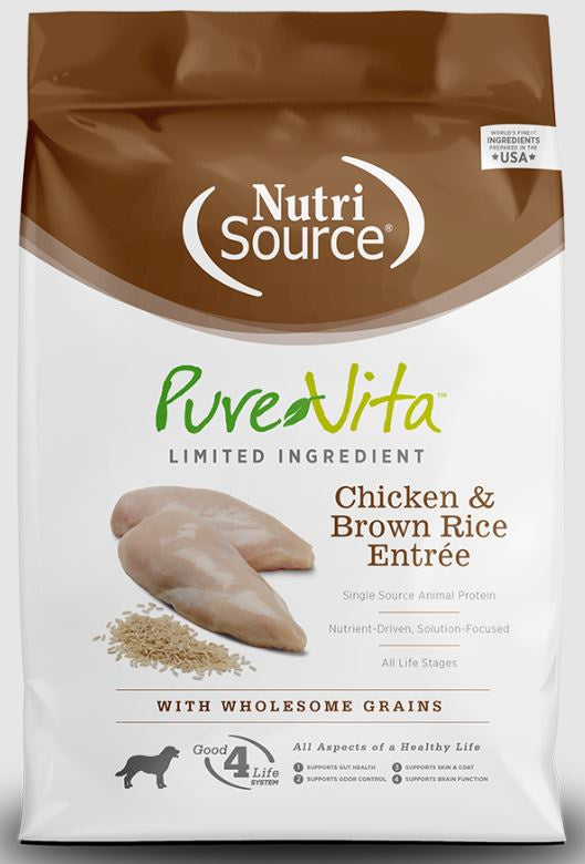 NutriSource PureVita Dog Food, Chicken/Brown Rice, 25lb