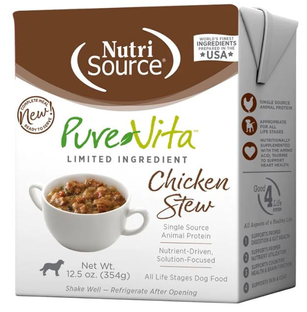 NutriSource PureVita Dog Food, Grain Free Chicken Stew, 12.5 oz