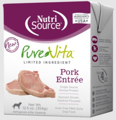 Nutri Source PureVita Pork Entree ; Pate Style ; Dog Food ; 12.5 oz