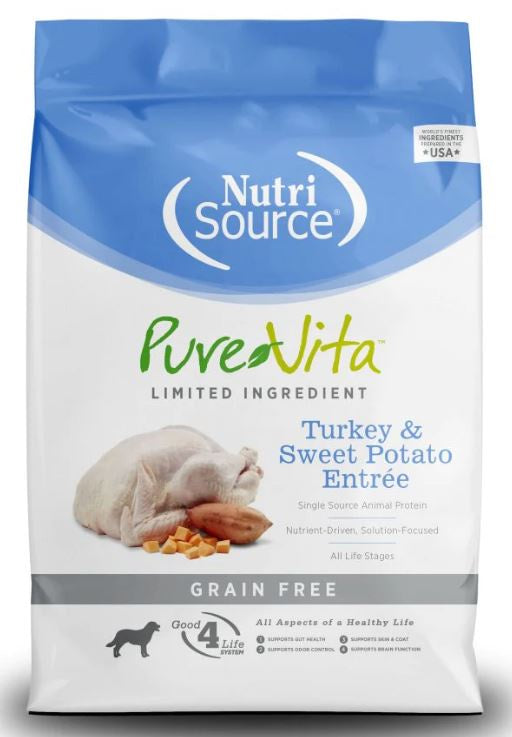 NutriSource PureVita Dog Food, Grain Free Turkey/Sweet Potato, 15lb