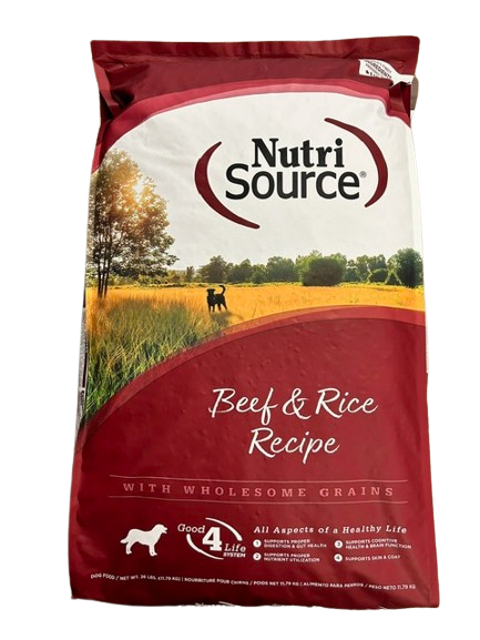 NutriSource Dog Food, Beef and Rice, 26lb